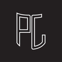 PL Logo monogram with ribbon style outline design template