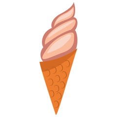 Ice cream cone flat vector icon. Cartoon illustration isolated on a white background.