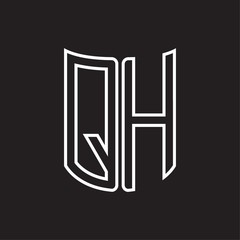 QH Logo monogram with ribbon style outline design template