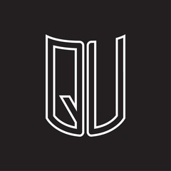 QU Logo monogram with ribbon style outline design template
