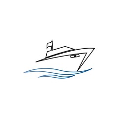 Yatch logo vector design on the sea illustration