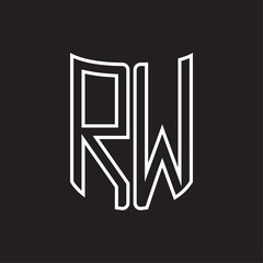 RW Logo monogram with ribbon style outline design template