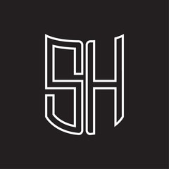SH Logo monogram with ribbon style outline design template