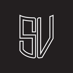 SV Logo monogram with ribbon style outline design template