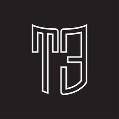 TE Logo monogram with ribbon style outline design template