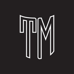 TM Logo monogram with ribbon style outline design template