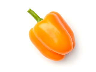 Orange pepper isolated on white background. Flat lay