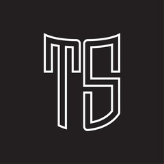 TS Logo monogram with ribbon style outline design template