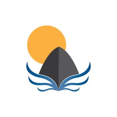 Yatch logo vector design on the sea illustration