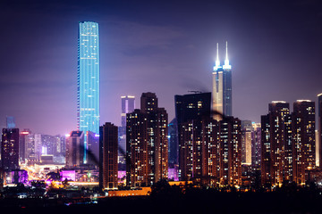 Fototapeta na wymiar Beautiful nightscape of shenzhen city in China