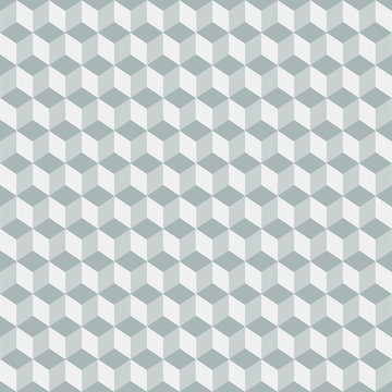 Gray color seamless background. Pastel colored volume cubes are also formed. Can be used for fabrics, wallpapers, web design and more.