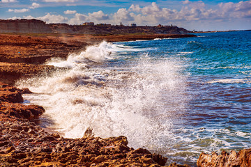 Sea splashing on rocks