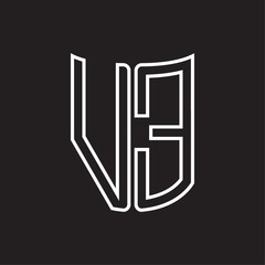 VE Logo monogram with ribbon style outline design template