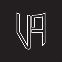 VF Logo monogram with ribbon style outline design template