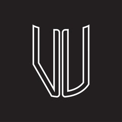 VU Logo monogram with ribbon style outline design template