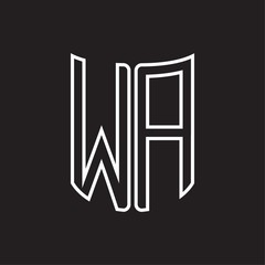 WA Logo monogram with ribbon style outline design template