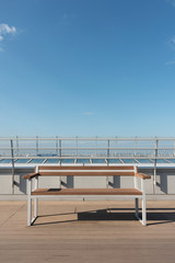 empty deck on deck with blue sky background