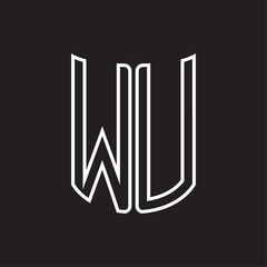 WU Logo monogram with ribbon style outline design template