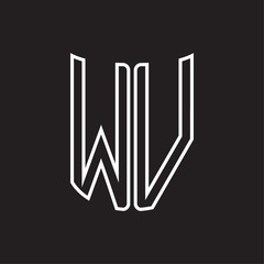 WV Logo monogram with ribbon style outline design template