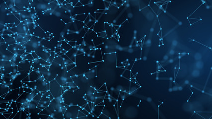 Abstract futuristic -  technology with polygonal shapes on dark blue background.  Design digital technology concept.