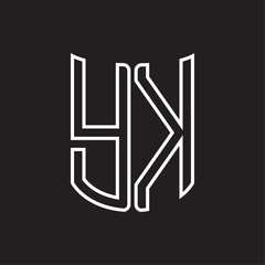 YK Logo monogram with ribbon style outline design template