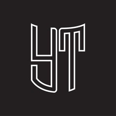 YT Logo monogram with ribbon style outline design template