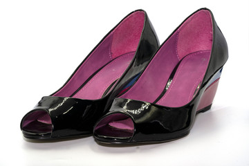 Women's patent leather shoes close-up