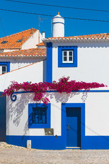 Maison bleu et blanche à Ericeira