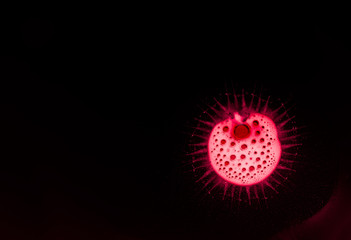Coronavirus dangerous red cell background, conceptual composition