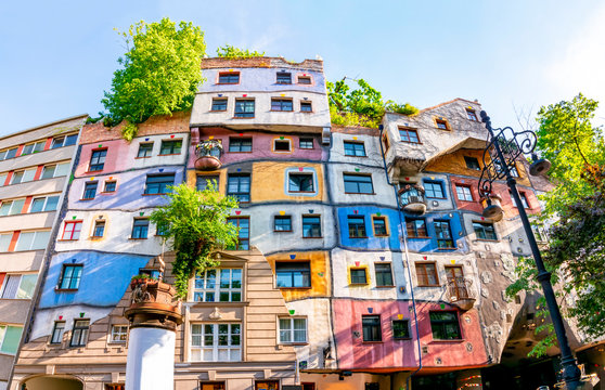 Vienna, Austria - May 2019: Hundertwasser house in Vienna