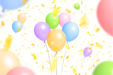 Balloons celebration background on white