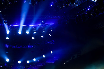 Blue light on a rock concert stage as background