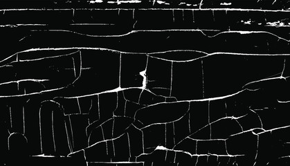 Cracked Surface Grunge Texture Vector. Uneven Overlay. Distressed Grungy Effect. Vector Illustration. Black Isolated on White Background. EPS 10.