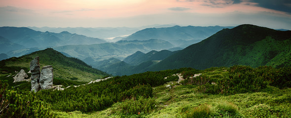 Mountain sunrise panorama