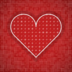 Heart shape drawing template with red background