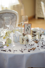 Beautiful flowers on table in wedding day