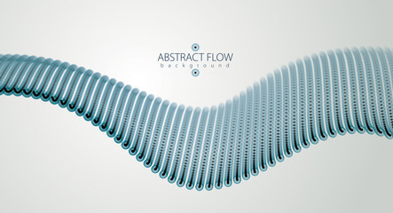 Dynamic particles sound wave flowing. Blurred dots and circles vector abstract background. Beautiful wave shaped array of glowing dots.