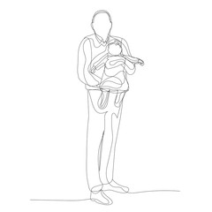 vector, isolated, single line drawing continuous, dad and baby