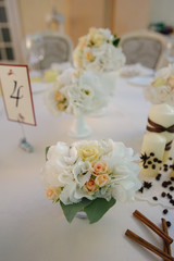 Beautiful flowers on table in wedding day
