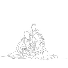 single line drawing continuous, family