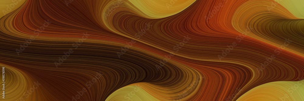 Aufkleber dynamic horizontal banner with dark red, dark golden rod and saddle brown colors. dynamic curved lines with fluid flowing waves and curves