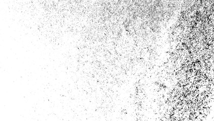 Abstract vector noise. Small particles of debris and dust. Distressed uneven background. Grunge texture overlay with rough and fine black particles isolated on white background. Vector illustration. 