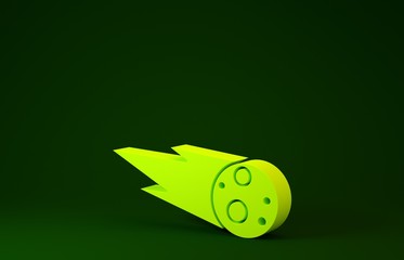 Yellow Comet falling down fast icon isolated on green background. Minimalism concept. 3d illustration 3D render © vector_v