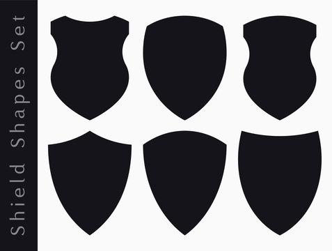 Blank Classic Medieval Shield Shapes. Vector Illustration Set. Emblem for Security or Protection
