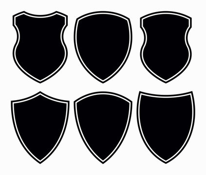 Blank Classic Medieval Shield Shapes. Vector Illustration Set. Emblem for Security or Protection