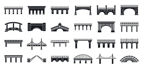 Road bridges icons set. Simple set of road bridges vector icons for web design on white background