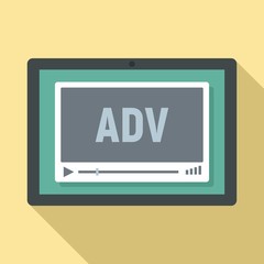 Video advertising icon. Flat illustration of video advertising vector icon for web design