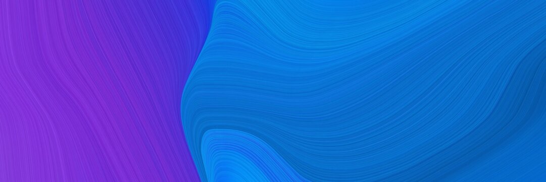 flowing banner with strong blue, blue violet and slate blue colors. dynamic curved lines with fluid flowing waves and curves © Eigens