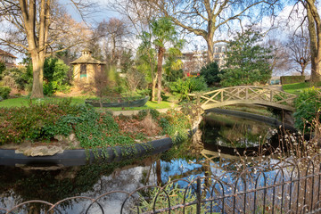 Square Voyer d'Argenson, an historical public park in Asnières-sur-Seine near Paris, France