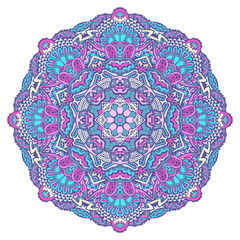 Mandala doodle lines decorated background. Abstract geometric tiled boho ethnic seamless pattern ornamental.